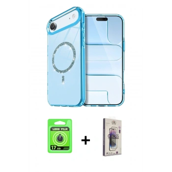 MARSİLYAN™- iPhone 17 Air Kılıf Kıvılcım Form Prime - Siyah Bilvis 3D Cam Ekran Koruyucu + Raze Metal Kamera Lens - MI
