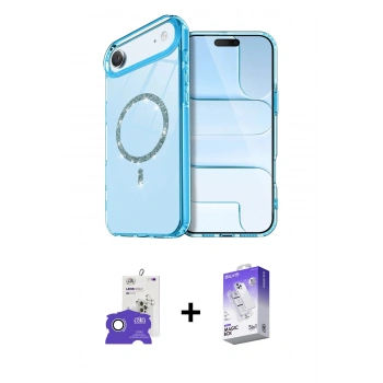 MARSİLYAN™- iPhone 17 Air Kılıf Kıvılcım Form Prime - Siyah Bilvis 5in1 3D Magic Cam Ekran Koruyucu + Bilvis Titan Kamera Lens - GS