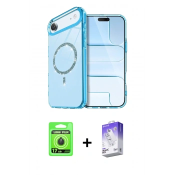 MARSİLYAN™- iPhone 17 Air Kılıf Kıvılcım Form Prime - Siyah Bilvis 5in1 3D Magic Cam Ekran Koruyucu + Raze Metal Kamera Lens - SH