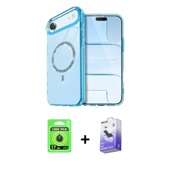 MARSİLYAN™- iPhone 17 Air Kılıf Kıvılcım Form Prime - Siyah Bilvis 5in1 5D Magic Hayalet Cam Ekran Koruyucu + Raze Metal Kamera Lens - SH