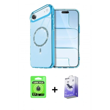 MARSİLYAN™- iPhone 17 Air Kılıf Kıvılcım Form Prime - Siyah Bilvis 5in1 5D Magic Hayalet Cam Ekran Koruyucu + Raze Metal Kamera Lens - MI