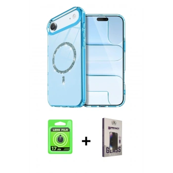 MARSİLYAN™- iPhone 17 Air Kılıf Kıvılcım Form Prime - Siyah Bilvis Hayalet Cam Ekran Koruyucu + Raze Metal Kamera Lens - MI