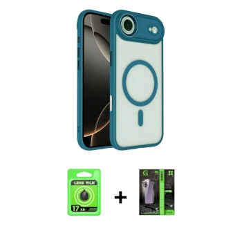 MARSİLYAN™- iPhone 17 Air Kılıf Kıvılcım Prime - Şeffaf 360 Full Body Arka Koruyucu + Raze Metal Kamera Lens - SH