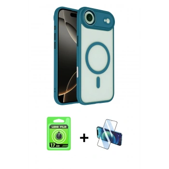 MARSİLYAN™- iPhone 17 Air Kılıf Kıvılcım Prime - Siyah 3D Antistatik Seramik Nano Ekran Koruyucu + Raze Metal Kamera Lens - MI