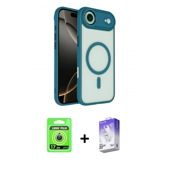 MARSİLYAN™- iPhone 17 Air Kılıf Kıvılcım Prime - Siyah Bilvis 5in1 3D Magic Cam Ekran Koruyucu + Raze Metal Kamera Lens - GS