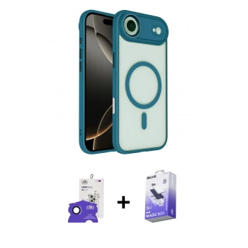 MARSİLYAN™- iPhone 17 Air Kılıf Kıvılcım Prime - Siyah Bilvis 5in1 5D Magic Hayalet Cam Ekran Koruyucu + Bilvis Titan Kamera Lens - LT