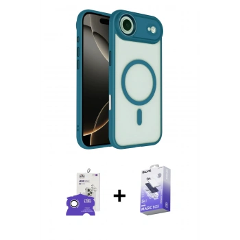 MARSİLYAN™- iPhone 17 Air Kılıf Kıvılcım Prime - Siyah Bilvis 5in1 5D Magic Hayalet Cam Ekran Koruyucu + Bilvis Titan Kamera Lens - GS