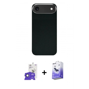 MARSİLYAN™- iPhone 17 Air Kılıf Kozmos Klasik Prime - Siyah Bilvis 5in1 5D Magic Hayalet Cam Ekran Koruyucu + Bilvis Titan Kamera Lens - SH