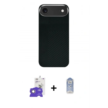 MARSİLYAN™- iPhone 17 Air Kılıf Kozmos Klasik Prime - Siyah Joko Magic 5D Cam + Bilvis Titan Kamera Lens - GD