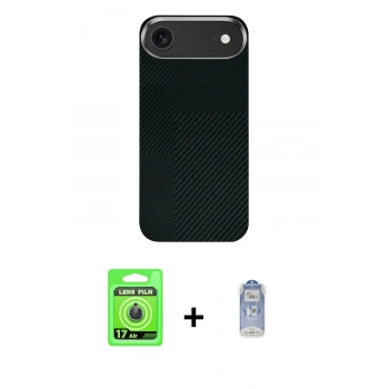 MARSİLYAN™- iPhone 17 Air Kılıf Kozmos Klasik Prime - Siyah Joko Magic 5D Cam + Raze Metal Kamera Lens - MI