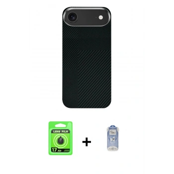 MARSİLYAN™- iPhone 17 Air Kılıf Kozmos Klasik Prime - Siyah Joko Magic 5D Cam + Raze Metal Kamera Lens - SH
