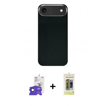 MARSİLYAN™- iPhone 17 Air Kılıf Kozmos Klasik Prime - Siyah Joko Magic 5D Hayalet Cam + Bilvis Titan Kamera Lens - SH