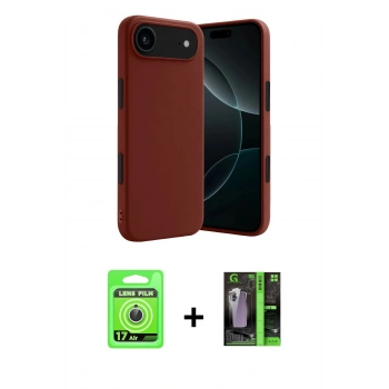 MARSİLYAN™- iPhone 17 Air Kılıf Kozmos Yansıma Özel Seri - Siyah 360 Mat Full Body Arka Koruyucu + Raze Metal Kamera Lens - GS