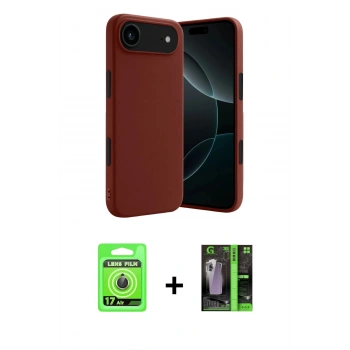 MARSİLYAN™- iPhone 17 Air Kılıf Kozmos Yansıma Özel Seri - Siyah 360 Mat Full Body Arka Koruyucu + Raze Metal Kamera Lens - GD
