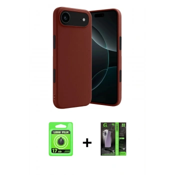 MARSİLYAN™- iPhone 17 Air Kılıf Kozmos Yansıma Özel Seri - Siyah 360 Mat Full Body Arka Koruyucu + Raze Metal Kamera Lens - SH