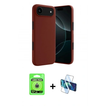 MARSİLYAN™- iPhone 17 Air Kılıf Kozmos Yansıma Özel Seri - Siyah 3D Antistatik Cam Ekran Koruyucu + Raze Metal Kamera Lens - GS