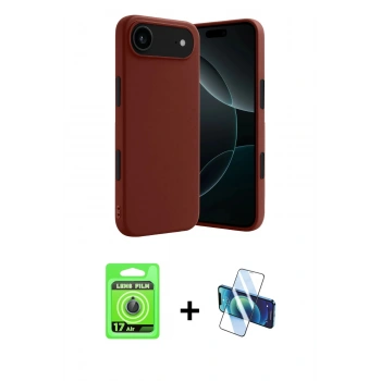 MARSİLYAN™- iPhone 17 Air Kılıf Kozmos Yansıma Özel Seri - Siyah 3D Antistatik Seramik Nano Ekran Koruyucu + Raze Metal Kamera Lens - MI