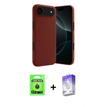 MARSİLYAN™- iPhone 17 Air Kılıf Kozmos Yansıma Özel Seri - Siyah Bilvis 5in1 3D Magic Cam Ekran Koruyucu + Raze Metal Kamera Lens - SH