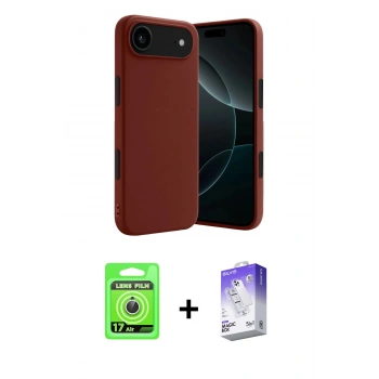 MARSİLYAN™- iPhone 17 Air Kılıf Kozmos Yansıma Özel Seri - Siyah Bilvis 5in1 3D Magic Cam Ekran Koruyucu + Raze Metal Kamera Lens - GS