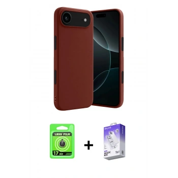 MARSİLYAN™- iPhone 17 Air Kılıf Kozmos Yansıma Özel Seri - Siyah Bilvis 5in1 3D Magic Cam Ekran Koruyucu + Raze Metal Kamera Lens - GD