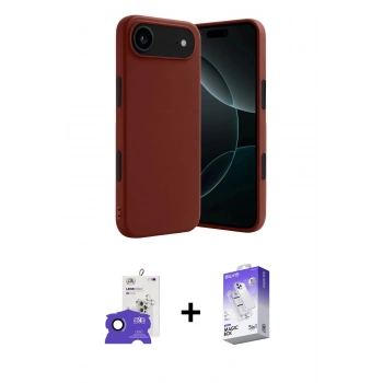 MARSİLYAN™- iPhone 17 Air Kılıf Kozmos Yansıma Özel Seri - Siyah Bilvis 5in1 3D Magic Cam Ekran Koruyucu + Bilvis Titan Kamera Lens - LT