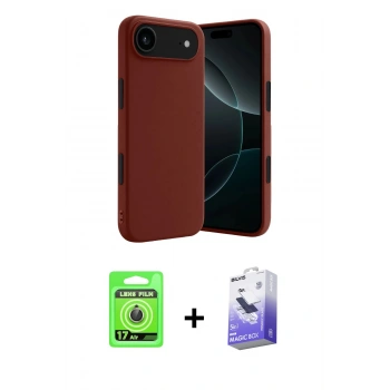 MARSİLYAN™- iPhone 17 Air Kılıf Kozmos Yansıma Özel Seri - Siyah Bilvis 5in1 5D Magic Hayalet Cam Ekran Koruyucu + Raze Metal Kamera Lens - GD