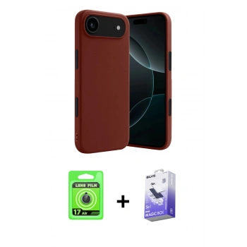 MARSİLYAN™- iPhone 17 Air Kılıf Kozmos Yansıma Özel Seri - Siyah Bilvis 5in1 5D Magic Hayalet Cam Ekran Koruyucu + Raze Metal Kamera Lens - MI