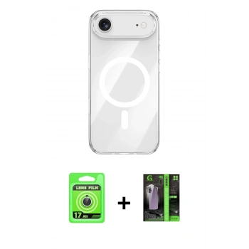 MARSİLYAN™- iPhone 17 Air Kılıf Kutup Klasik Serisi - Şeffaf 360 Full Body Arka Koruyucu + Raze Metal Kamera Lens - GS