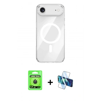 MARSİLYAN™- iPhone 17 Air Kılıf Kutup Klasik Serisi - Siyah 3D Antistatik Seramik Nano Ekran Koruyucu + Raze Metal Kamera Lens - SH