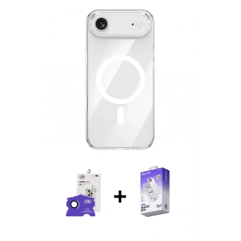 MARSİLYAN™- iPhone 17 Air Kılıf Kutup Klasik Serisi - Siyah Bilvis 5in1 3D Magic Cam Ekran Koruyucu + Bilvis Titan Kamera Lens - LT
