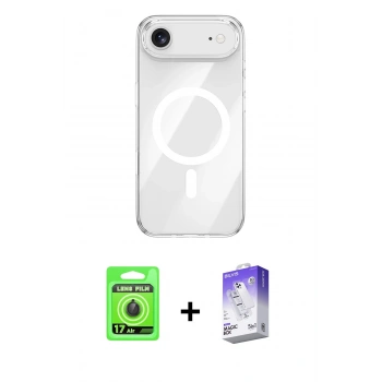 MARSİLYAN™- iPhone 17 Air Kılıf Kutup Klasik Serisi - Siyah Bilvis 5in1 3D Magic Cam Ekran Koruyucu + Raze Metal Kamera Lens - SH