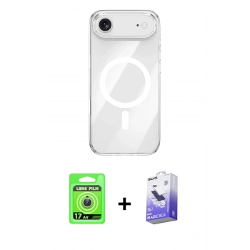 MARSİLYAN™- iPhone 17 Air Kılıf Kutup Klasik Serisi - Siyah Bilvis 5in1 5D Magic Hayalet Cam Ekran Koruyucu + Raze Metal Kamera Lens - GS