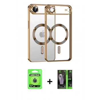MARSİLYAN™- iPhone 17 Air Kılıf Nova Işık Özel Seri - Şeffaf 360 Full Body Arka Koruyucu + Raze Metal Kamera Lens - MI