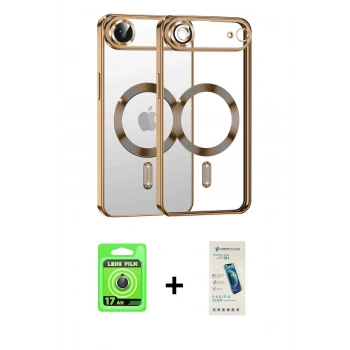 MARSİLYAN™- iPhone 17 Air Kılıf Nova Işık Özel Seri - Şeffaf Pasifik Cam Ekran Koruyucu + Raze Metal Kamera Lens - GD