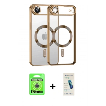 MARSİLYAN™- iPhone 17 Air Kılıf Nova Işık Özel Seri - Şeffaf Pasifik Cam Ekran Koruyucu + Raze Metal Kamera Lens - GS