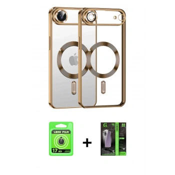 MARSİLYAN™- iPhone 17 Air Kılıf Nova Işık Özel Seri - Siyah 360 Mat Full Body Arka Koruyucu + Raze Metal Kamera Lens - GD