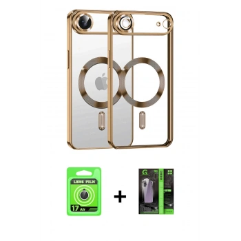 MARSİLYAN™- iPhone 17 Air Kılıf Nova Işık Özel Seri - Siyah 360 Mat Full Body Arka Koruyucu + Raze Metal Kamera Lens - GS