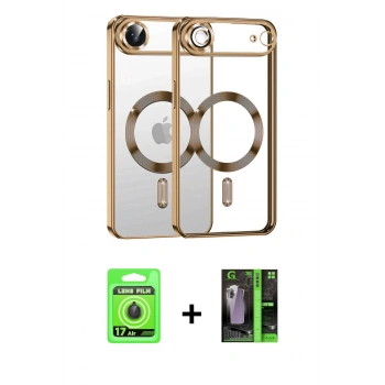 MARSİLYAN™- iPhone 17 Air Kılıf Nova Işık Özel Seri - Siyah 360 Mat Full Body Arka Koruyucu + Raze Metal Kamera Lens - SH