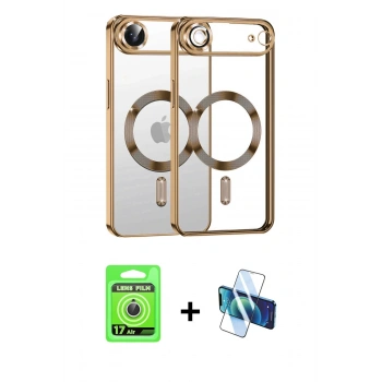 MARSİLYAN™- iPhone 17 Air Kılıf Nova Işık Özel Seri - Siyah 3D Antistatik Seramik Nano Ekran Koruyucu + Raze Metal Kamera Lens - GS