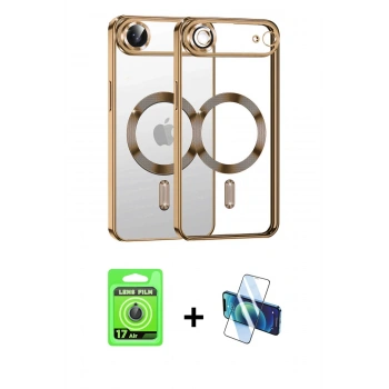 MARSİLYAN™- iPhone 17 Air Kılıf Nova Işık Özel Seri - Siyah 3D Antistatik Seramik Nano Ekran Koruyucu + Raze Metal Kamera Lens - MI