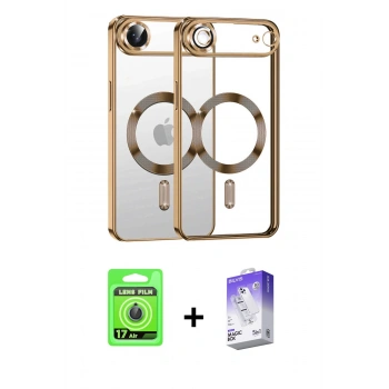 MARSİLYAN™- iPhone 17 Air Kılıf Nova Işık Özel Seri - Siyah Bilvis 5in1 3D Magic Cam Ekran Koruyucu + Raze Metal Kamera Lens - MI