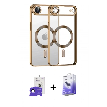 MARSİLYAN™- iPhone 17 Air Kılıf Nova Işık Özel Seri - Siyah Bilvis 5in1 5D Magic Hayalet Cam Ekran Koruyucu + Bilvis Titan Kamera Lens - GS