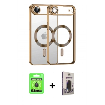 MARSİLYAN™- iPhone 17 Air Kılıf Nova Işık Özel Seri - Siyah Bilvis Hayalet Cam Ekran Koruyucu + Raze Metal Kamera Lens - SH