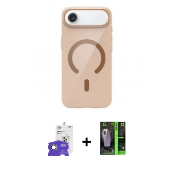 MARSİLYAN™- iPhone 17 Air Kılıf Pusula Form Özel Seri - Şeffaf 360 Full Body Arka Koruyucu + Bilvis Titan Kamera Lens - GD