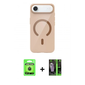 MARSİLYAN™- iPhone 17 Air Kılıf Pusula Form Özel Seri - Şeffaf 360 Full Body Arka Koruyucu + Raze Metal Kamera Lens - SH