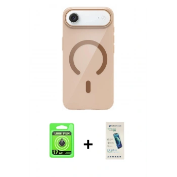 MARSİLYAN™- iPhone 17 Air Kılıf Pusula Form Özel Seri - Şeffaf Pasifik Cam Ekran Koruyucu + Raze Metal Kamera Lens - GD
