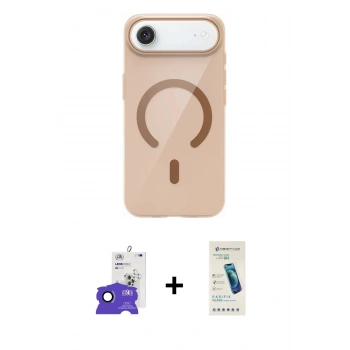 MARSİLYAN™- iPhone 17 Air Kılıf Pusula Form Özel Seri - Şeffaf Pasifik Cam Ekran Koruyucu + Bilvis Titan Kamera Lens - LT