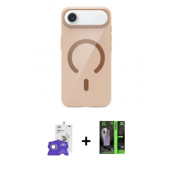 MARSİLYAN™- iPhone 17 Air Kılıf Pusula Form Özel Seri - Siyah 360 Mat Full Body Arka Koruyucu + Bilvis Titan Kamera Lens - GS