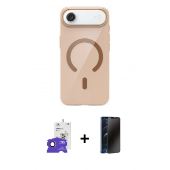 MARSİLYAN™- iPhone 17 Air Kılıf Pusula Form Özel Seri - Siyah 3D Antistatik Hayalet Cam Ekran Koruyucu + Bilvis Titan Kamera Lens - SH