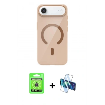 MARSİLYAN™- iPhone 17 Air Kılıf Pusula Form Özel Seri - Siyah 3D Antistatik Seramik Nano Ekran Koruyucu + Raze Metal Kamera Lens - GD